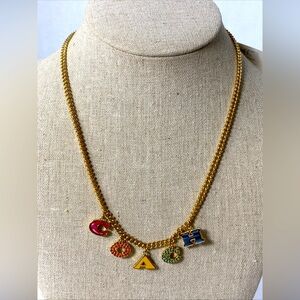 Coach PAVÉ CHARM NECKLACE Multicolor Letters NEW NWT SOLD OUT!